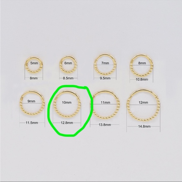 14k solid gold 10mm cartilage piercing - Picture 3 of 5